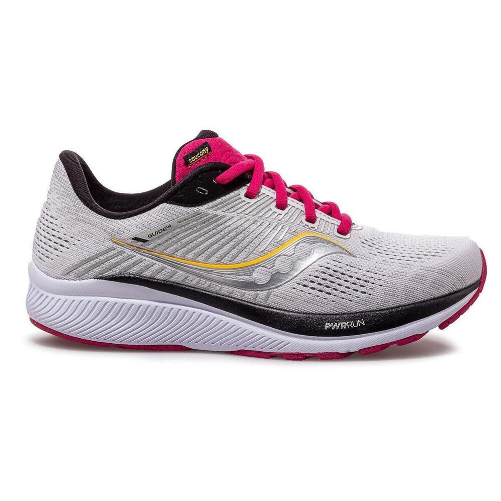 SAUCONY WOMEN'S GUIDE 14 RUNNING SHOE, ALLOY/CHERRY, 9